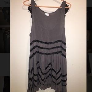 Black and Gray Flowy Dress